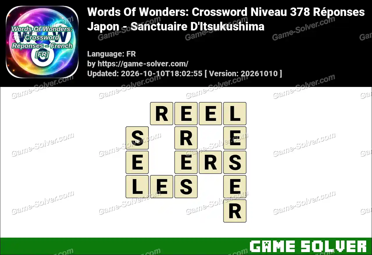 Words Of Wonders: Crossword Niveau 378 Réponses – Japon – Sanctuaire D’Itsukushima